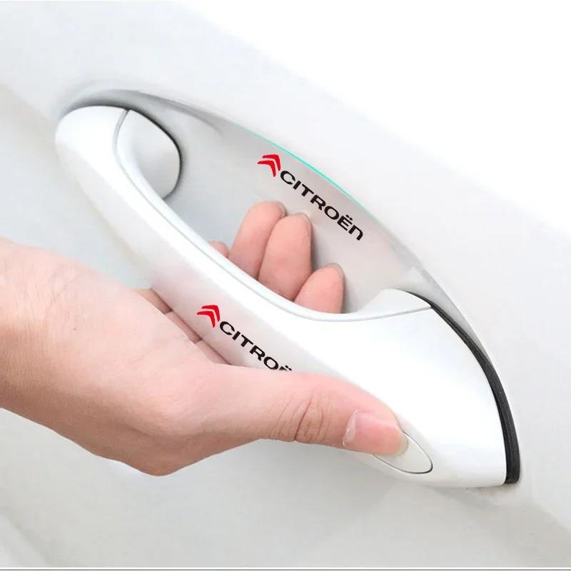 WYGL9 8Pcs Car Door Bowl Handle Protective Sticker Anti-collision Strip For Citroen C3 C4 C5 Berlingo Saxo C4l Xsara Picass C-Elysee