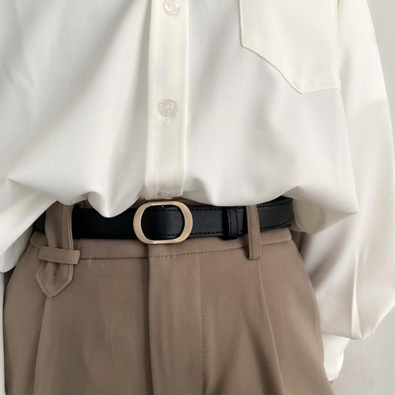 

Versatile Womens No Hole Belt In Round Gold Black And Coffee Perfect For Student Style Round Gold Black