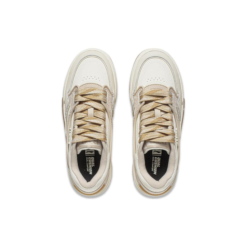 Li Ning 001 Btc Premium Versatile Retro Skate Shoes Non-Slip Shock Absorption Durable Support Low-Top Women Skate Shoes Fog-Khaki AGCU036-1