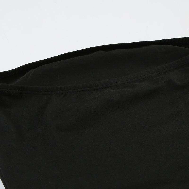 Gothic Print Black Tube Top Women Strapless Skinny Cropped Tops Summer Casual Chic Graphic Tees Y2k Streetwear Vest Basic