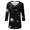 Women's T Shirt CHristmas Print 3/4 Sleeve Daily Weekend Fashion Basic V- Neck Regular Top