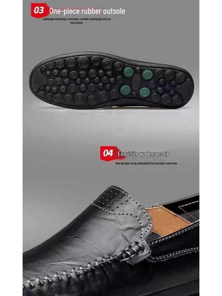 Herren atmungsaktive Leder-Loafer Frühling/Sommer 2025 - Lässig, Modisch, Rund Zehenpartie Slip-ons