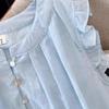 Plus Size Flutter Sleeve French Ruffle Doll Shirt - Women's Summer Loose & Slimming Top