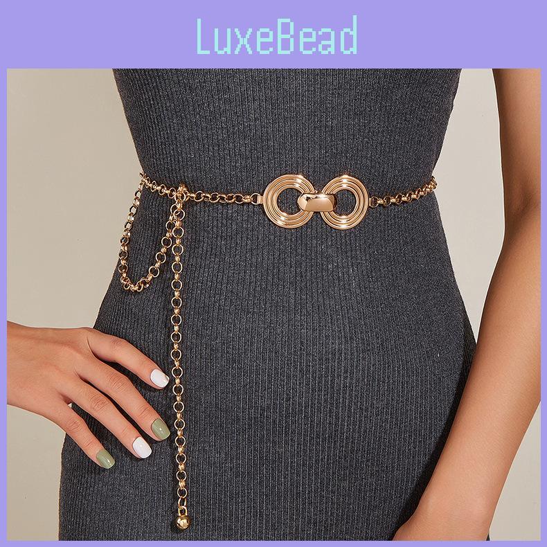 Square Circular Double Metal Chain Belt With Skirt And Dress Waist Decorative