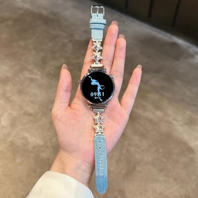 14mm Lily2 Strap for Garmin Lily 2 Smartwatch Fashion Star Nylon Quick Release Watch Strap Women Watch Denim Canvas Wristband