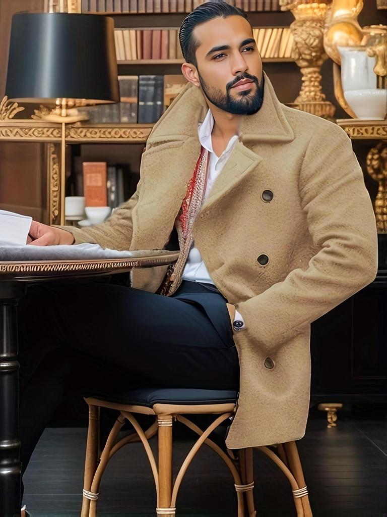 Europäischer & Amerikanischer Herren Wollmantel - Britischer Stil, Mittellang, Langarm, Herbst/Winterbekleidung.