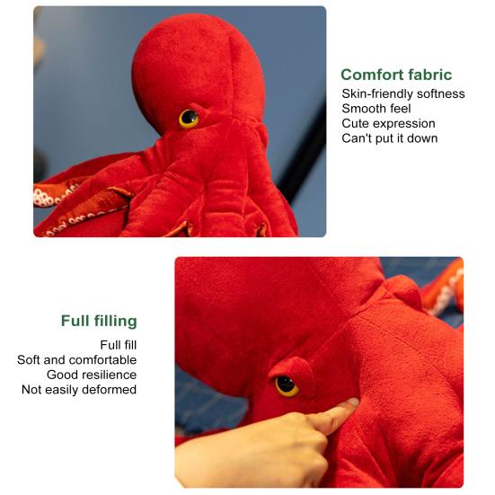 Octopus Plush Toy Realistic Red Giant Stuffed Animal Soft Octopus Creeping Toy Deep