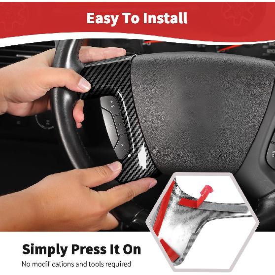 for Silverado Steering Wheel Panel Trim Sticker for 2007-2013 Tahoe/Suburban/Avalanche/Silverado/Yukon/Sierra/Escalade for 2012-2017 Captiva Black