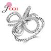 Newly Design Chain Finger Rings Fashion Hollow Bowknot Flower Shape Women Creative Special Rings Jewelry Stainless Silver Color