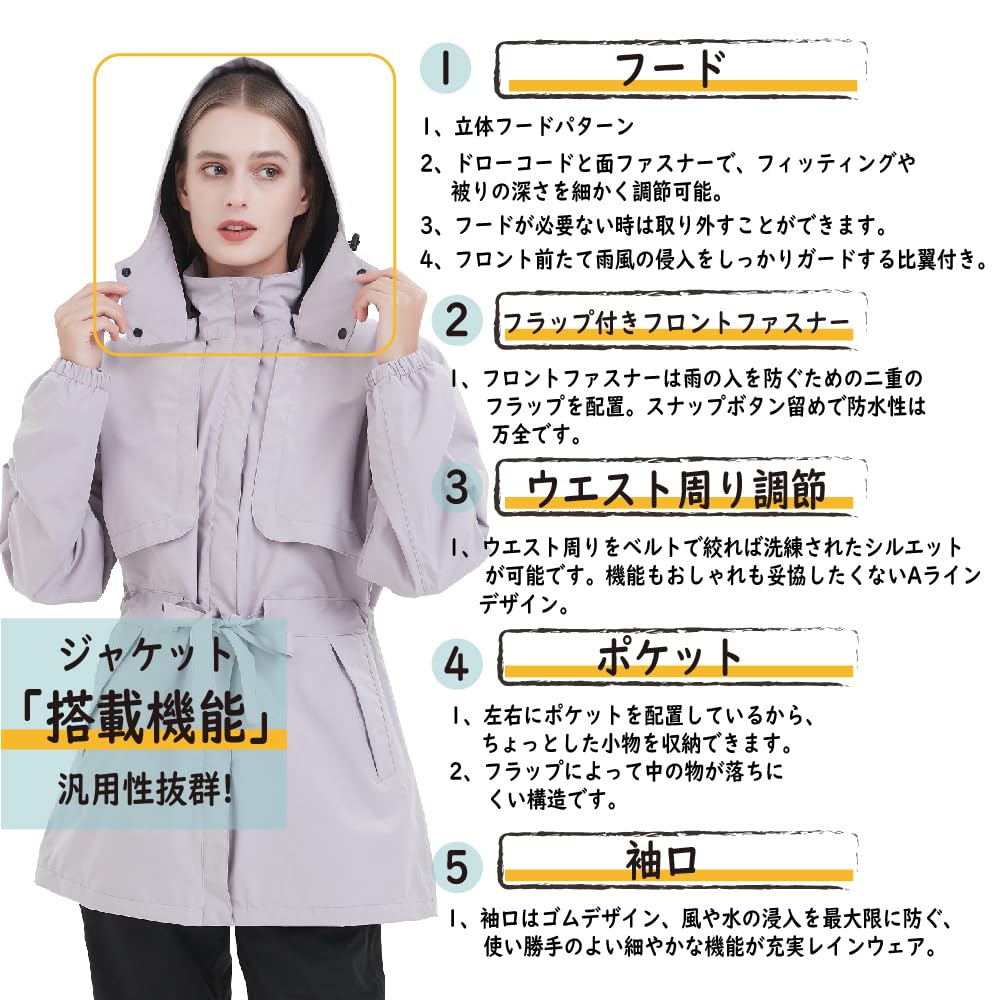 TopKylin Raincoat Waterproof and Made of Stretch and Perfect for and Outdoor Activities Women's Set, Warm, Material, Breathable, Lightweight,