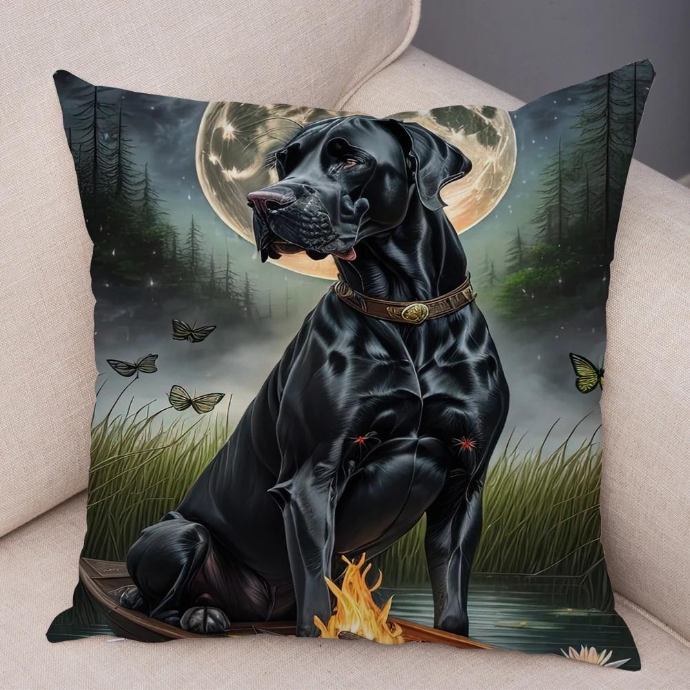 Moon Boat Butterfly Dog Corgi Cushion Cover Double Print Decor Pet Animal Pillowcase Soft Plush Pillow Case for Car Sofa Home