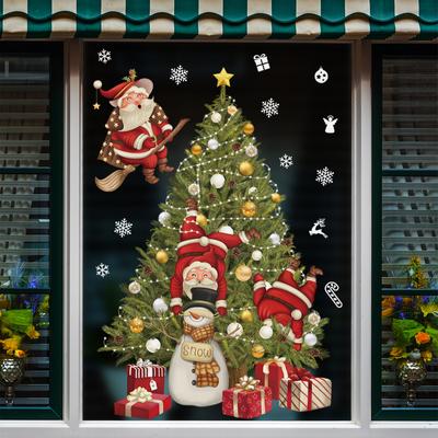 2023 Adesivi natalizi Adesivi per finestre Babbo Natale Adesivi murali in vetro con neve alce Adesivi murali decorazioni per la casa Adesivo decorazioni per la casa carta da parati