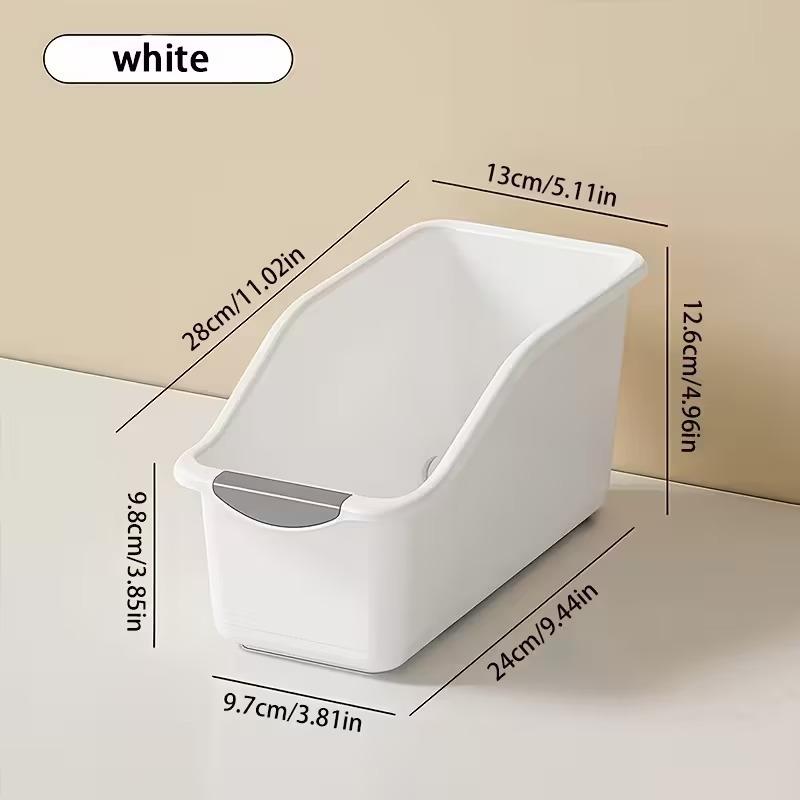 1pc Multi-functional Curved Design Storage Box, Fashionable White Plastic Storage Container, Heavy-Duty Kitchen Storage Basket