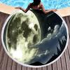 Celestial Bodies Moon Blue Night Sky Round Beach Blanket Super Soft Polyester Absorbent and Sandproof Beach Towel Picnic Blanket