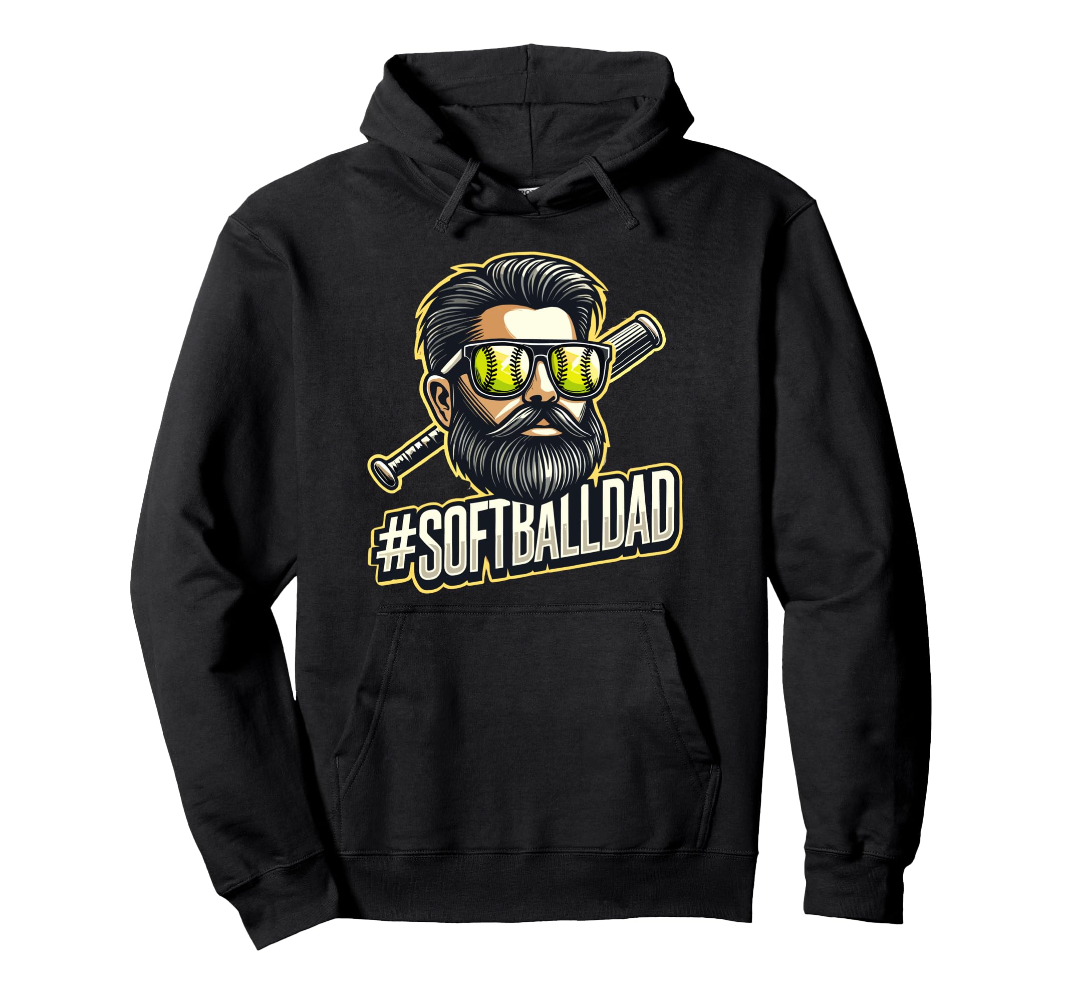 

Softball dad with beard and cool hoodie sunglasses. чорний
