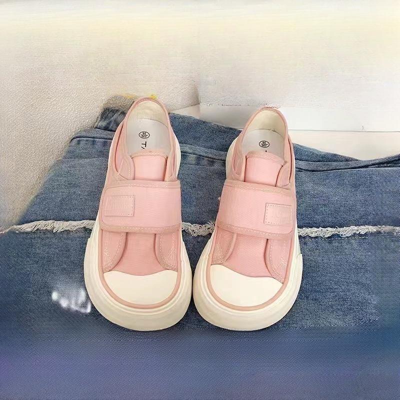 

Уродливые и милые двое в парусиновых туфлях на липучках, женские летние новые туфли Mango Head с толстой подошвой и одной педалью, белые туфли 40 розовый