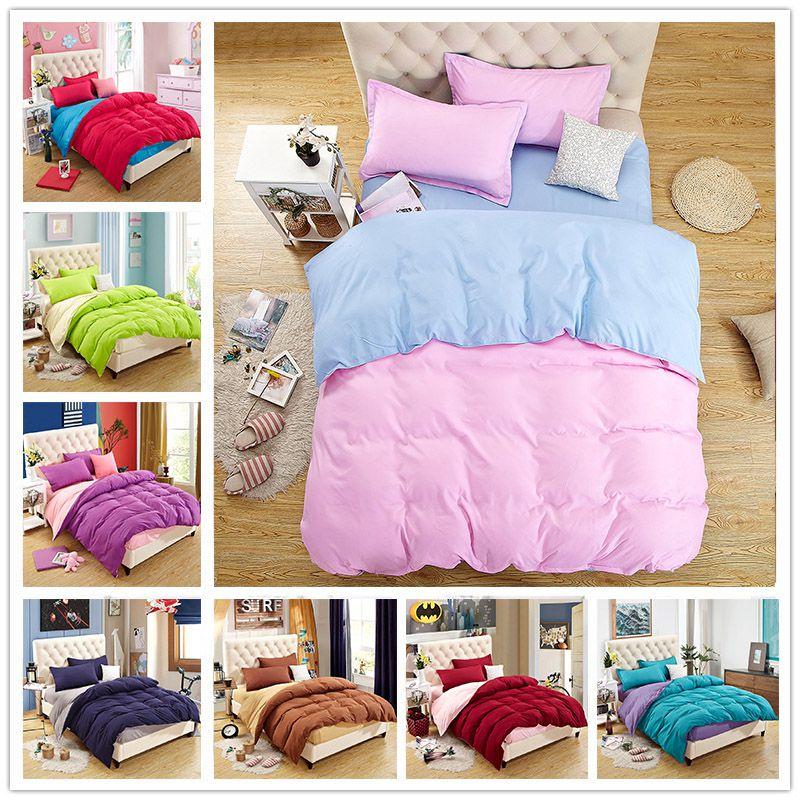 Luxuriöse einfarbige Bettdeckenbezug Steppdecke Twin Queen King Size Uni Bettwäsche-Set