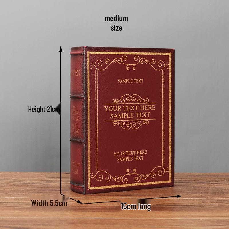 Scatola portaoggetti in legno stile europeo effetto libro – Oggetto decorativo vintage a forma di libro per esposizione