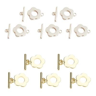5 Sätze Blumen Knebelverschlüsse Blumenring T-Stab Schmuckverschlüsse OT Endverschluss Verbinder für Halskette Armband Schmuckherstellung