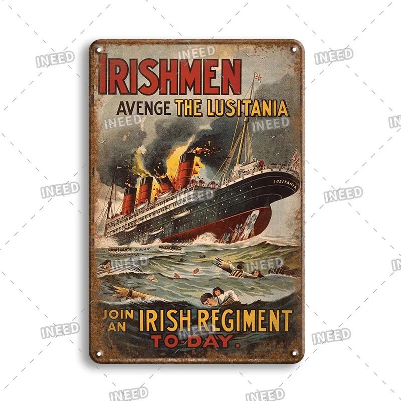 Vintage Yacht Club Art Decor Metal Poster, Retro Boat, Anchor Iron Painting, Personalized Man Cave, Beach Bar Decor Plaques