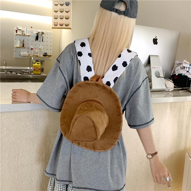 Solid Color Retro Woody Embroidered Plush Daypack With Soft Material Gift Giving