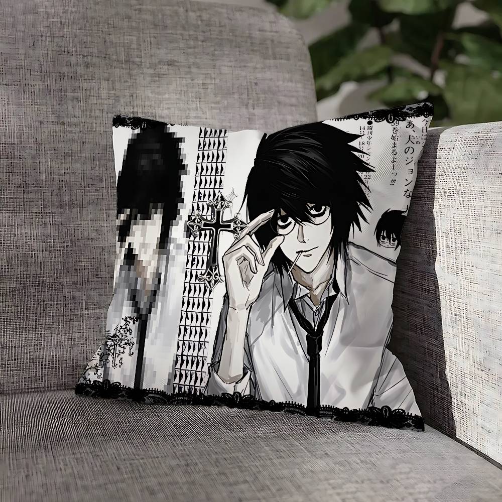 D-Death Misa L Yagami N-Note Pillow Case For Sofa Decor Car Office Room Printing Cushion Cover Decorations and Protector