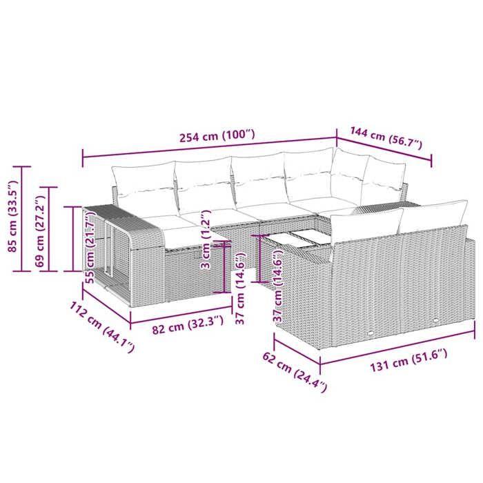 VidaXL Garden Furniture Set and Cushions 11 Pcs Brown Braided Resin 3326077
