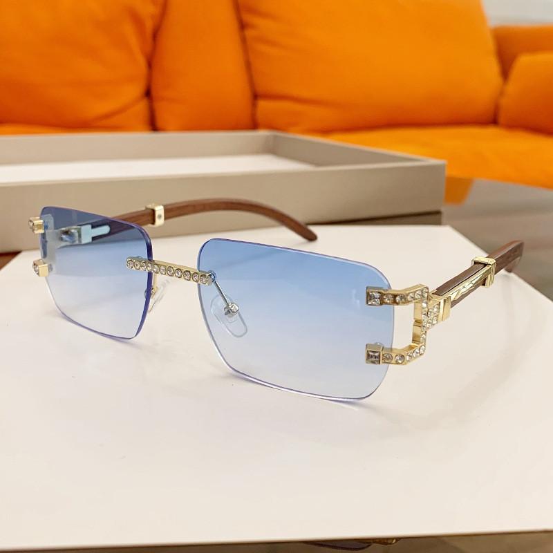 New Frameless Small Square Sunglasses With Rhinestone Accents For Fashionable Street Style