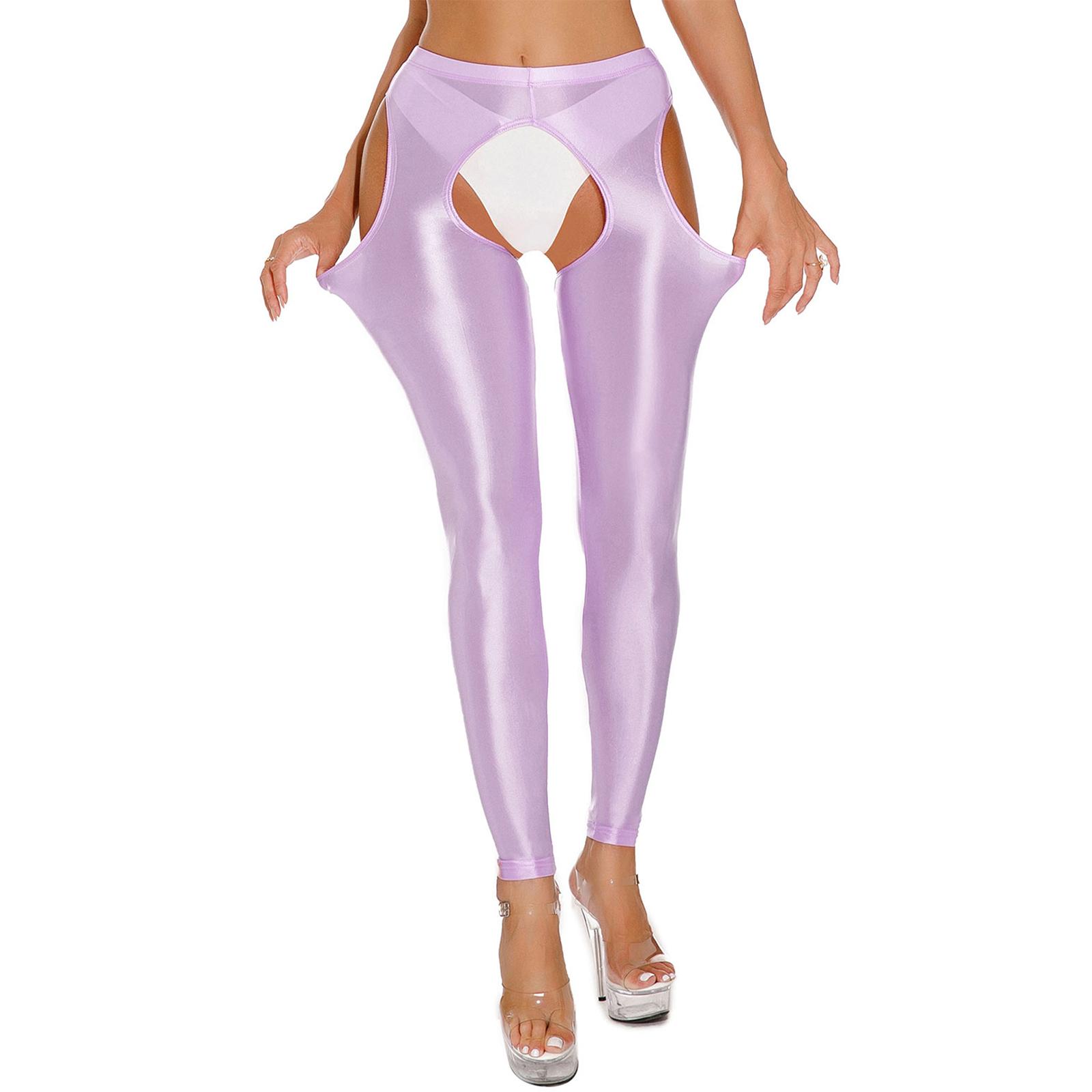 

Жіночі легінси з високою талією та вирізом, відкритою промежиною, оголеними штанами для йоги XXL фіолетовий