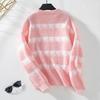 Vintage Print Loose Knitwear Sweater Long Sleeve Pullover Top O Neck Autumn Winter
