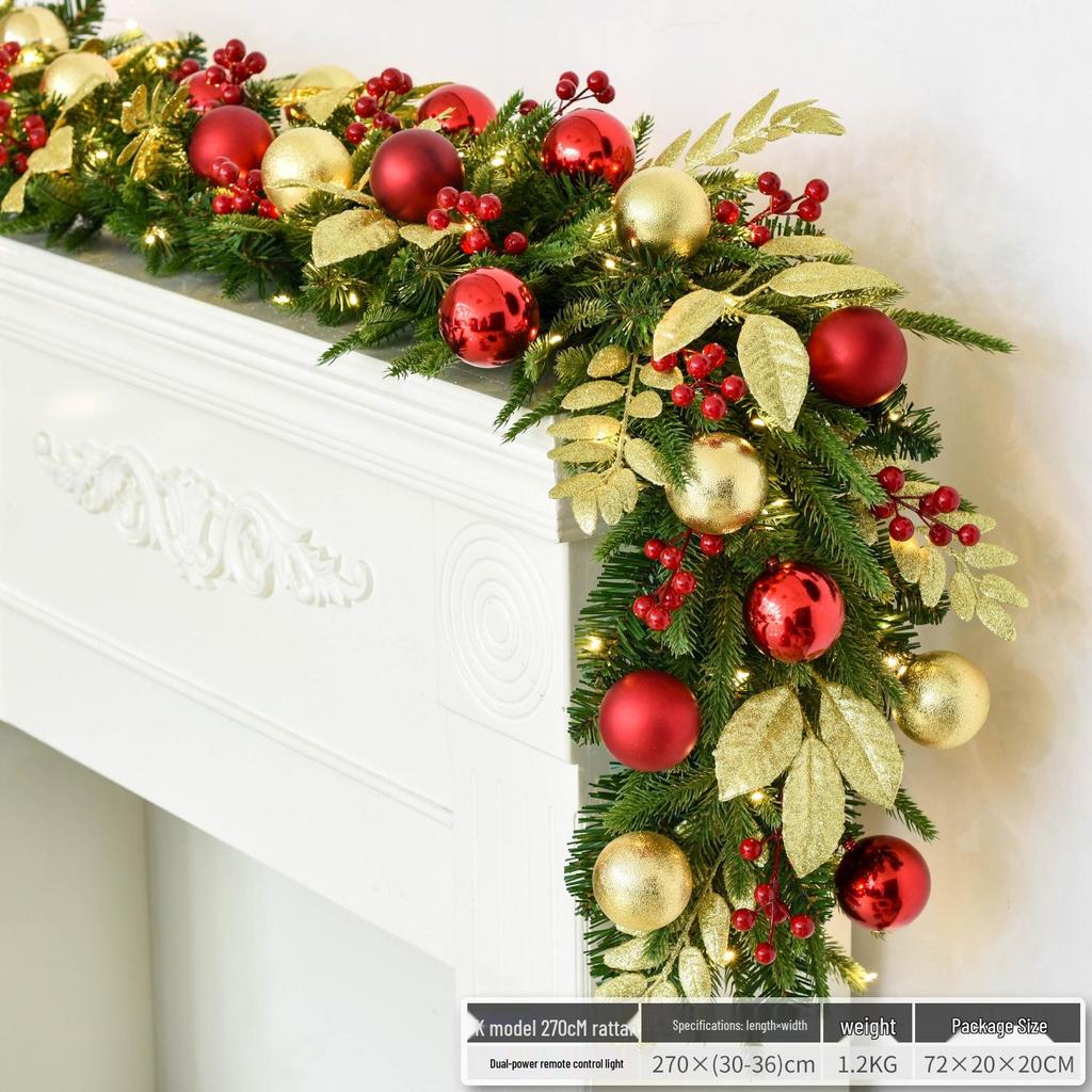 Christmas Glimmer: Garland Set for Tree, Window, and Fireplace with Flocked Leaf Ornaments