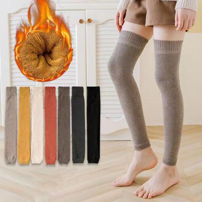 1 Paar Samt-Kniestrümpfe, wärmend, dick, für den Herbst, für Damen, verschleißfest, Overknee-Ärmel für den kalten Winter