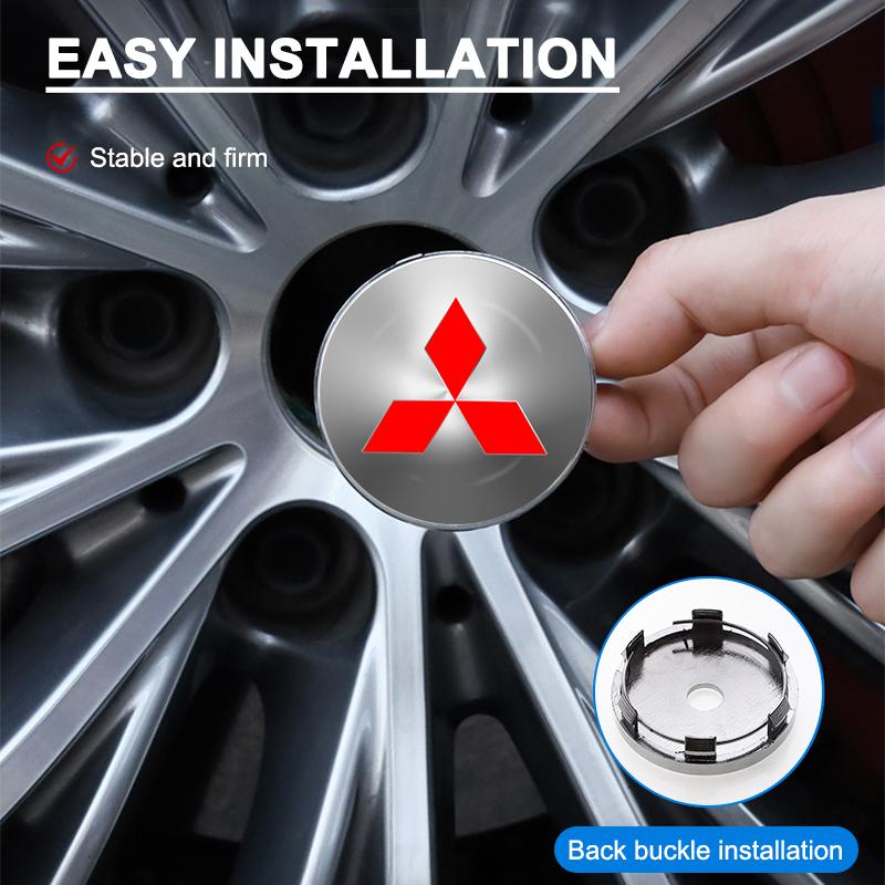4 Stück 56 60mm Auto Styling Radnabenkappen Felgenabdeckung Abzeichen Emblem Aufkleber für Mitsubishi ASX Lancer 10 Pajero Outlander L200