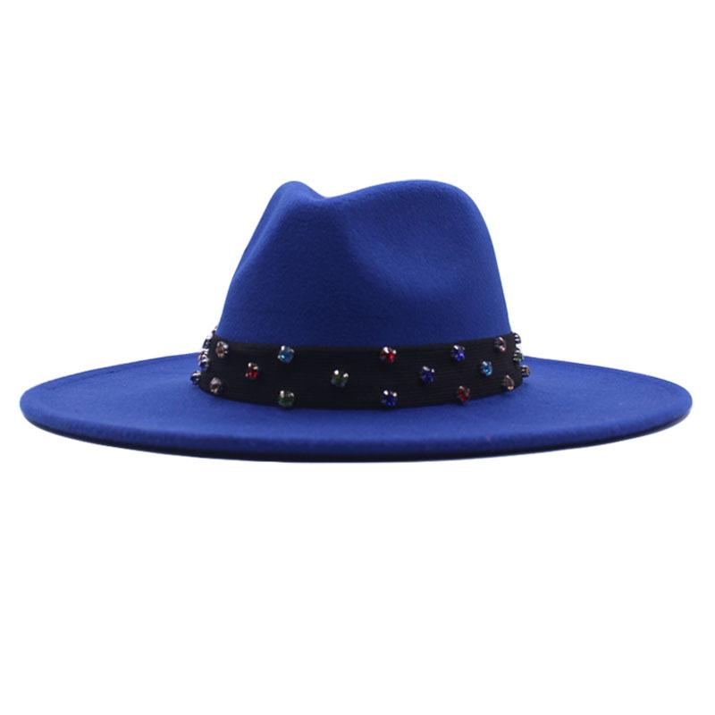 European and American New Felt Jazz Hat British Gentleman Woolen Colorful Diamond Ribbon Top Hat