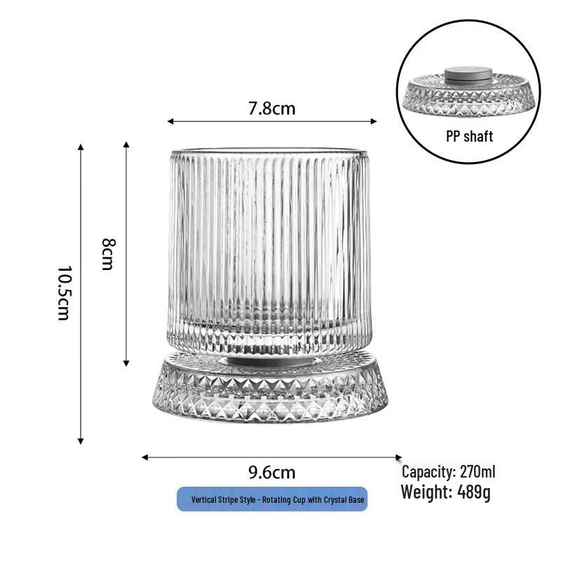 Rotating Whiskey Glasses with Vertical Stripes