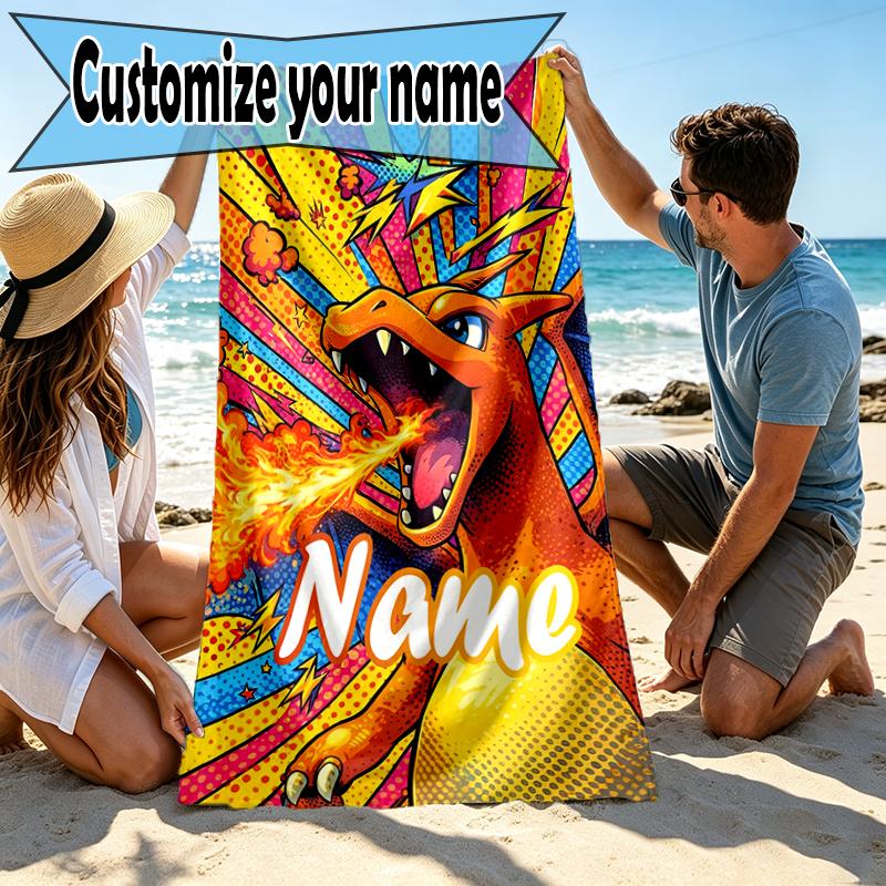 Custom Name Personalized card game Print Beach Towel, for Trip Camping Beach Party Home Decor, Birthday Gift for Family & Friends