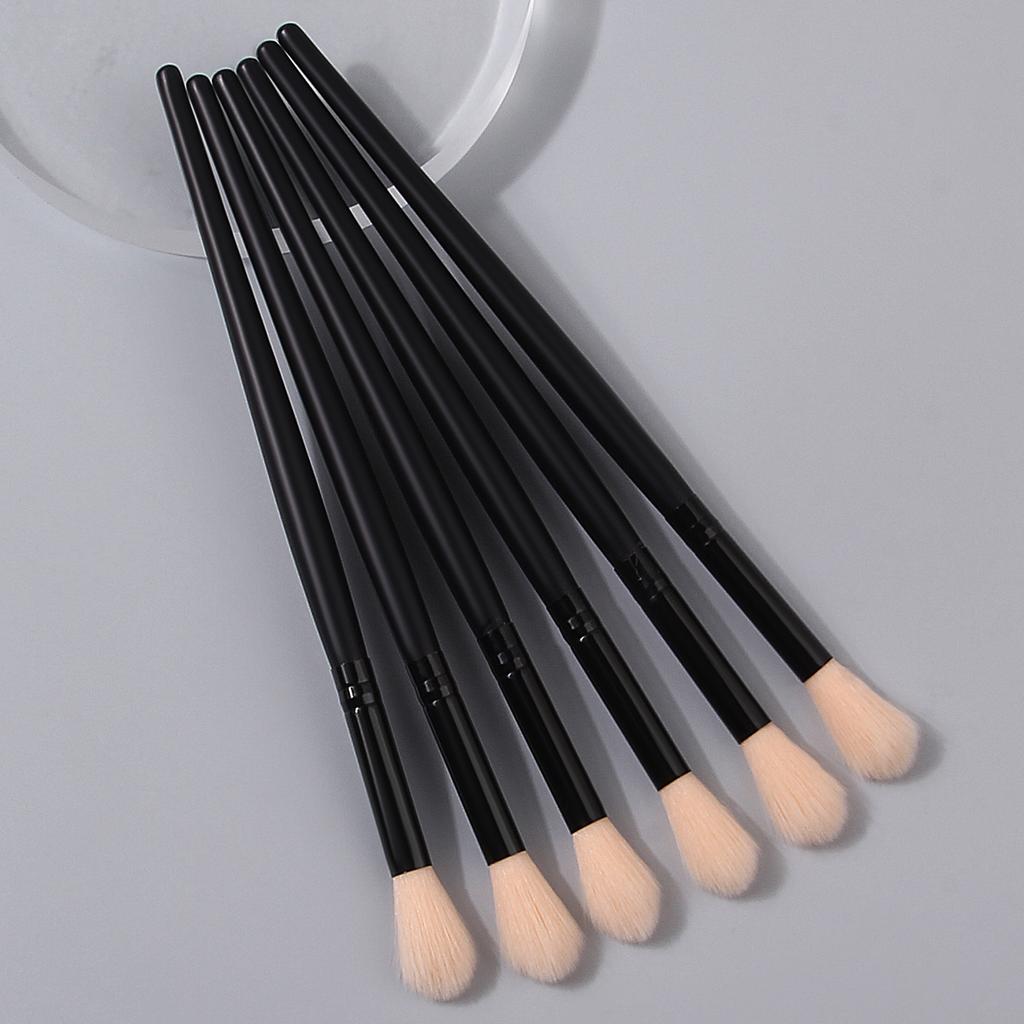 6PCS Black Wooden Handle Makeup Brush Set-Multi-Use Blush/Flame-Shaped Highlighter Brush|Soft Bristle | Professional Makeup Tool
