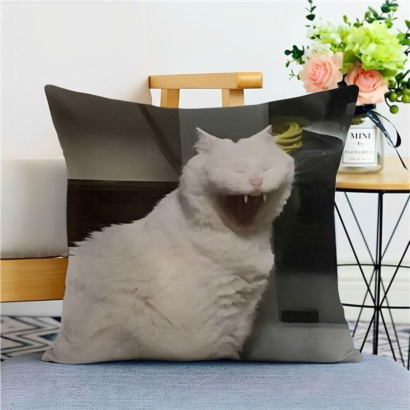 

Cat FunnyAbstract Emoji Pillow Cover Removable Washable Home Cushion Cover 45cmx45cm