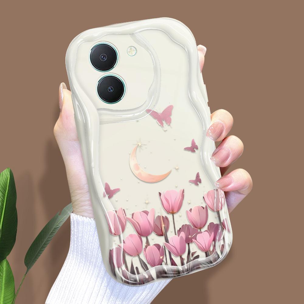 Cute Cartoon Pattern Cream Texture Casing Wavy Edge Soft Silicone Cover Phone Case for Vivo