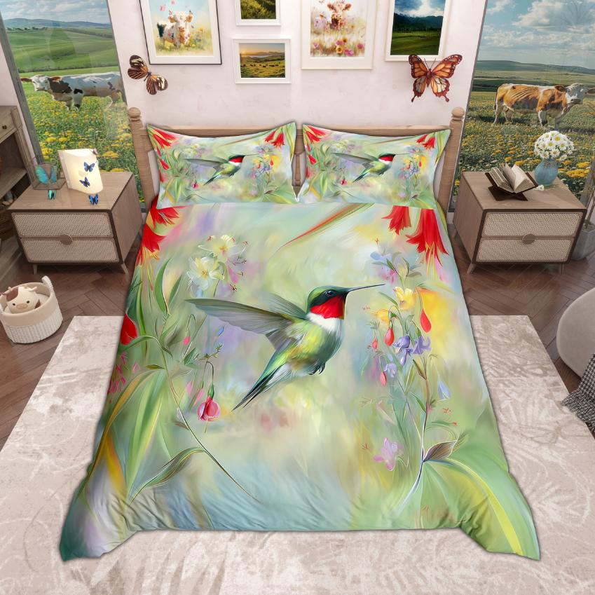 Homewish Cardibal Bird Hummingbird Duvet Cover Set 2Pcs/3Pcs Merry Christmas Bedding Wild Animal Wildlife Quilt Cover Set