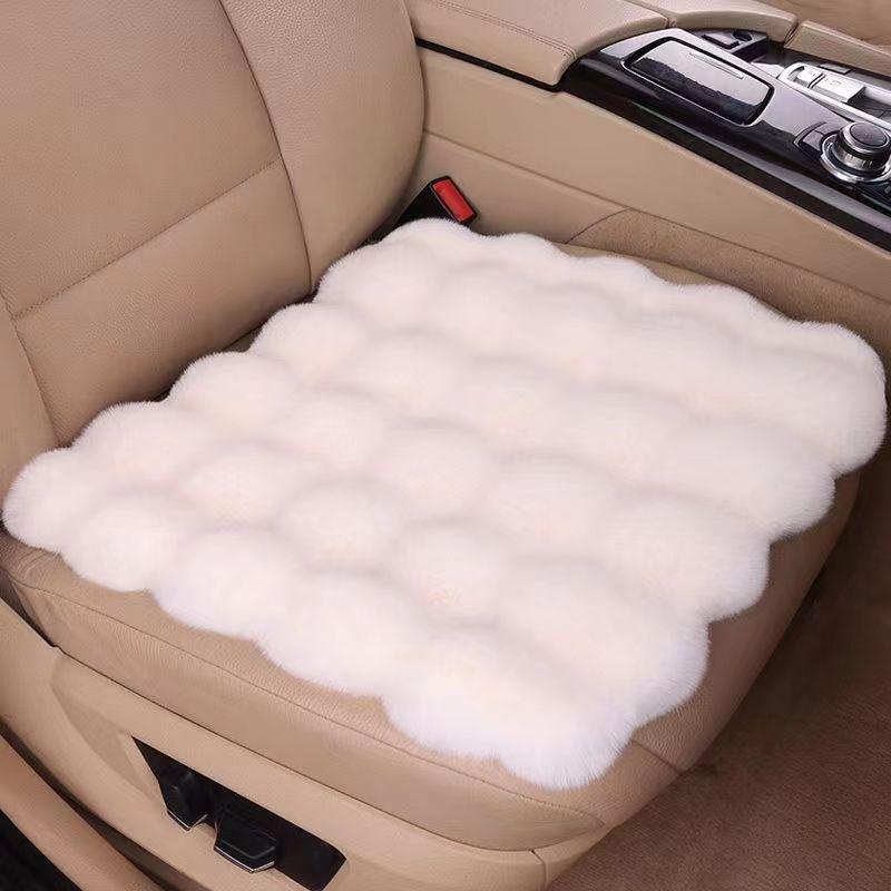 Winter Rabbit Fur Plush Car Seat Cushion - No Backrest, Thickened, Three-Piece Set with Free Shipping