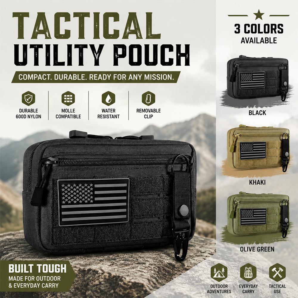 Outdoor Nylon Portable Men's Waist Bag, EDC Hunting Toolkit, Molle Pouch with Metal Hooks, Camouflage Waist Pack Coin Purse