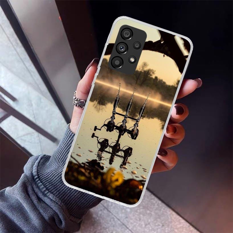 Carp Fish Fishing Rod Hook Phone Case For Samsung Galaxy A52 A51 A50S A32 A22 A12 A02S A72 A71 A31 A70 A30S Note 20 Ultra 10 Plu