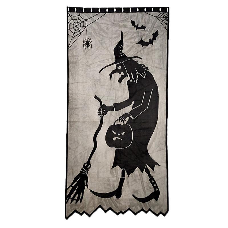 Halloween Lace Table Runner Black Spider Web Tablecloth Fireplace Cover Mantel Halloween Decor Door Curtain Home Party Props