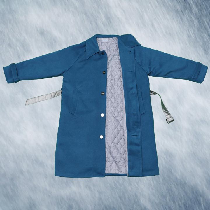 Wooving Long Collar Padded Coat (Blue)