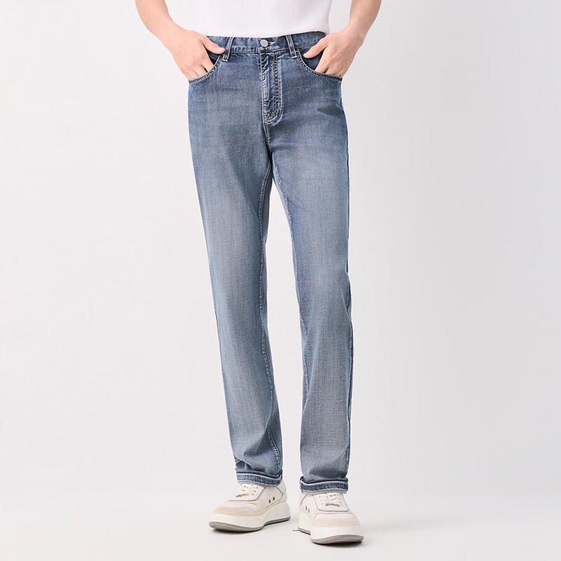 Baoxiniao Men s Cool-Feel Stretch Straight-Leg Jeans