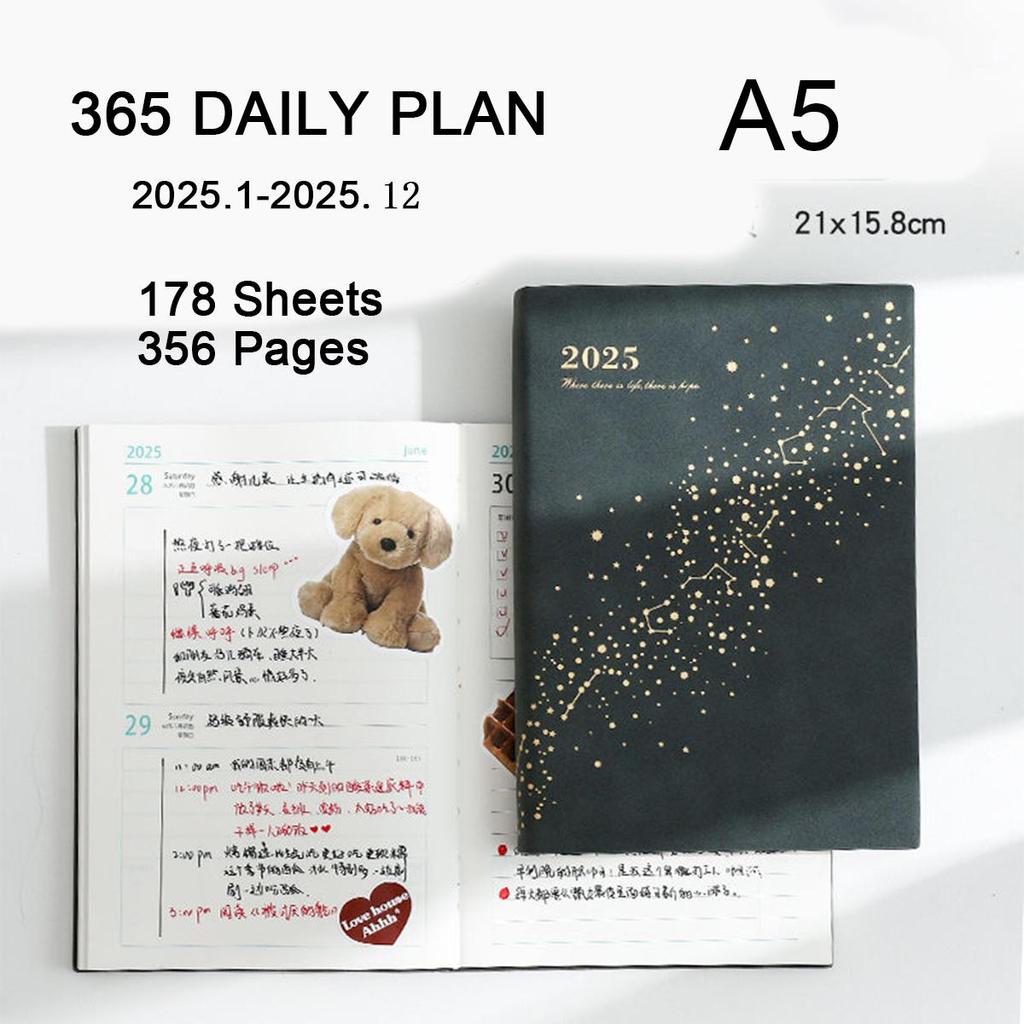 A5 Leder Studenten 2025 Zeitplaner Ganzjahresplaner Business Notizblock 365 Tage Tagesplaner Memo Notizbuch 178 Blatt 356 Seiten