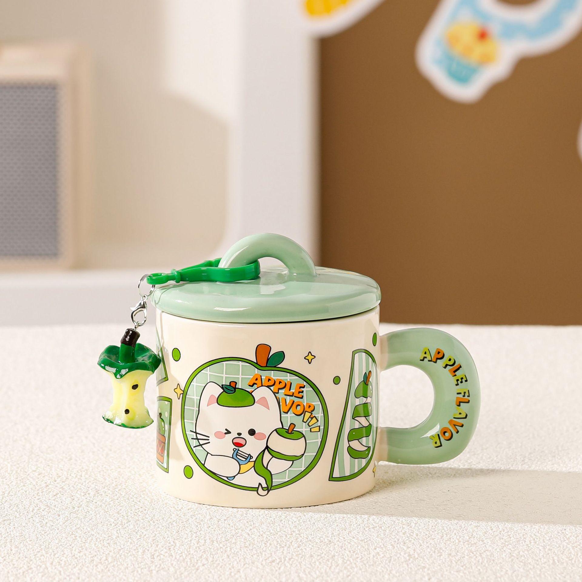 

Cute Cartoon Animal Apple Mug Office High Looking Water Cup with Lid Breakfast Cup Birthday Souvenir Gift 400ML