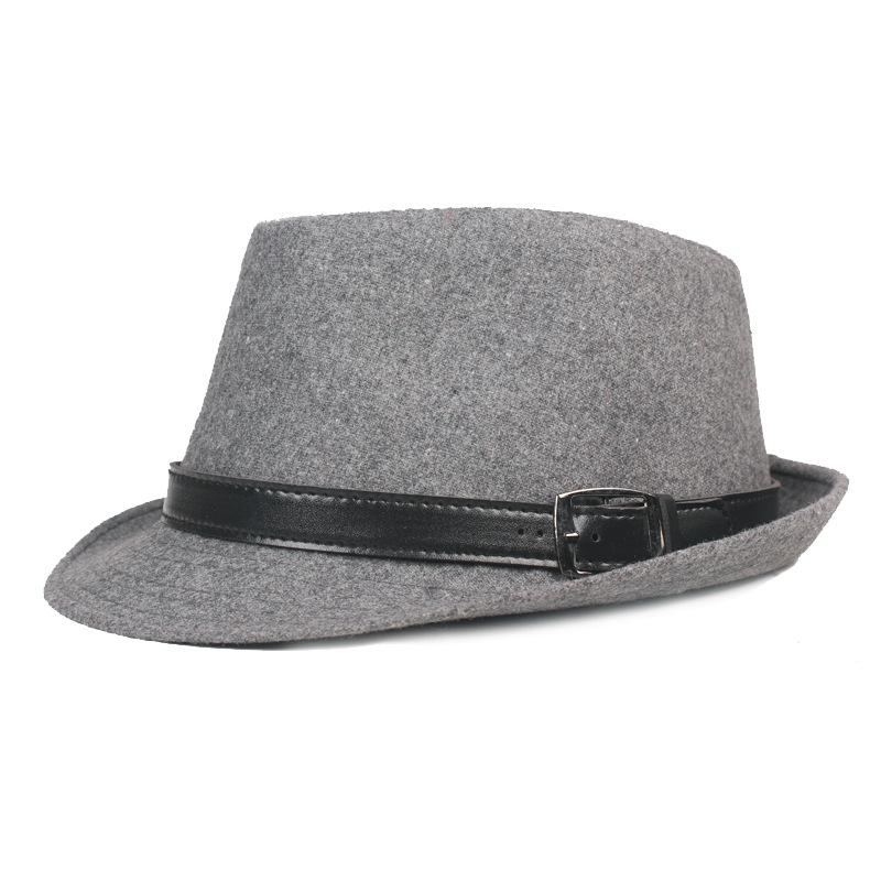 

Весенне-осенняя шерстяная шляпа Баронская шляпа Британская шляпа Мужская джазовая шляпа Джентльменская шляпа серый