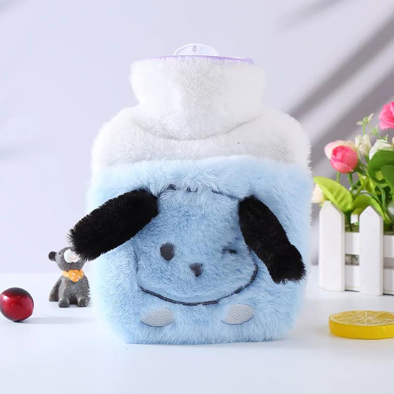 Trendy New Style Water-Filled Hot Water Bottle with Rabbit Fur, Single-Hand Insert Hand Warmer, Cute Cartoon Water-Filled Hot Water Bag for Students